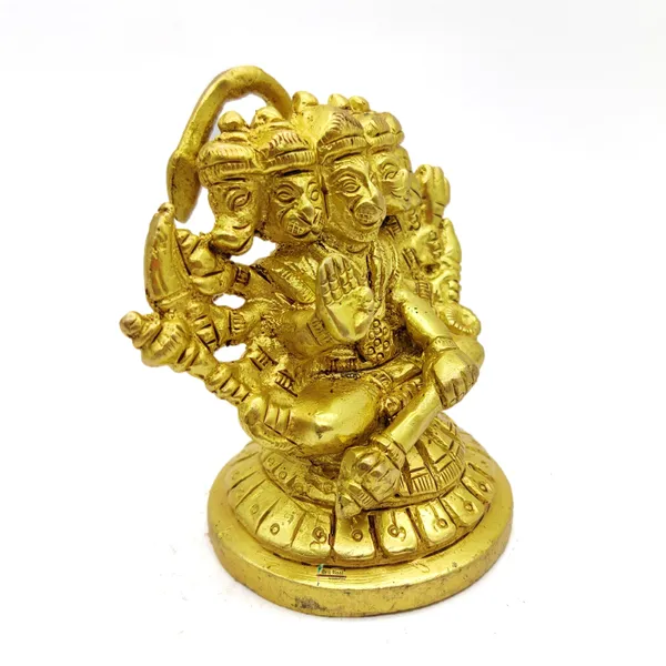 Brass_Panch_Mukhi_Hanuman_Ji_Murti_Sitting_Idol_Golden_(8.5_X_7_X_5.5_Cm)