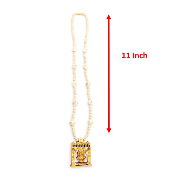 Wooden_Carving_Hare_ka_sahara_khatu_shyam_hamara_Handmade_Locket/pendant_with_wood_Kanthi_Mala