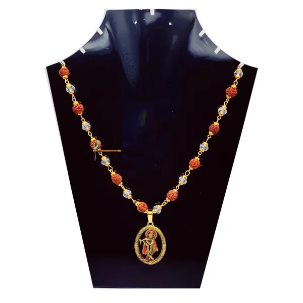 Lord_Krishna_Locket/Pendant_with_natural_Panch_Mukhi_Rudraksha_and_sphatik_beads_in_Golden_Cap_Mala