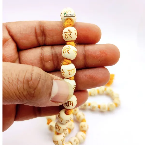White_wood_hare_ram_carving_jaap_japa_mala_108+1_Beads_10mm