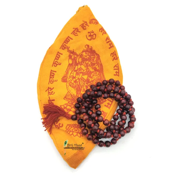 Lal_rakta_chandan_jaap_japa_mala_108+1_Beads_8mm_With_Cotton_Gaumukhi_bag_Jholi