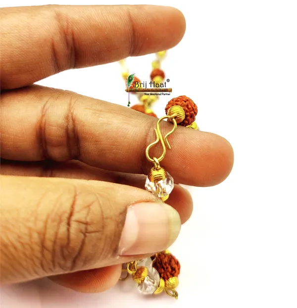 Rudraksha_and_Sphatik_beads_Mala_with_Golden_Cap_for_Men,_women_with_Lab_tested_certificate