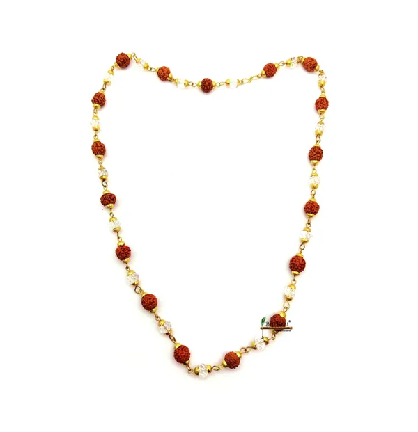Rudraksha_and_Sphatik_beads_Mala_with_Golden_Cap_for_Men,_women_with_Lab_tested_certificate