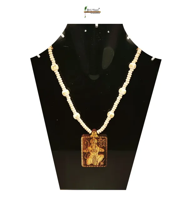 Wooden_Carving_Hanuman_ji_Shree_bageshwar_Balaji_dham_Handmade_Locket/pendant_with_wood_Ram_Mala