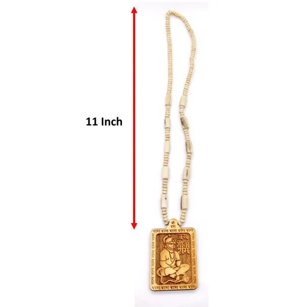 Wooden_Carving_Hanuman_ji_Shree_bageshwar_Balaji_dham_sita_ram_Handmade_Locket/pendant_with_Tulsi_Mala