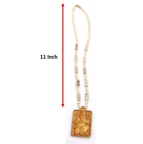Wooden_Carving_Hanuman_ji_sita_ram_Handmade_Locket/pendant_with_Tulsi_Mala