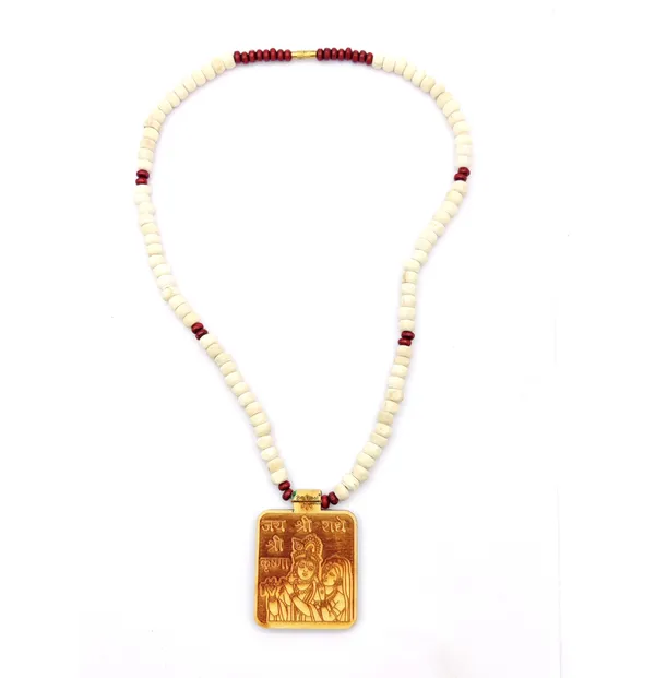 Wooden_Carving_Radha_krishna_Handmade_Locket/pendant_with_wood_Kanthi_Mala