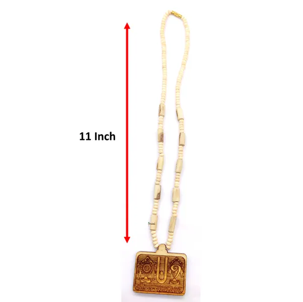 Wooden_Carving_Shrimannarayan_Tirupati_Balaji_Shankh_Chakra_Namah_Handmade_Locket/pendant_with_Tulsi_Mala