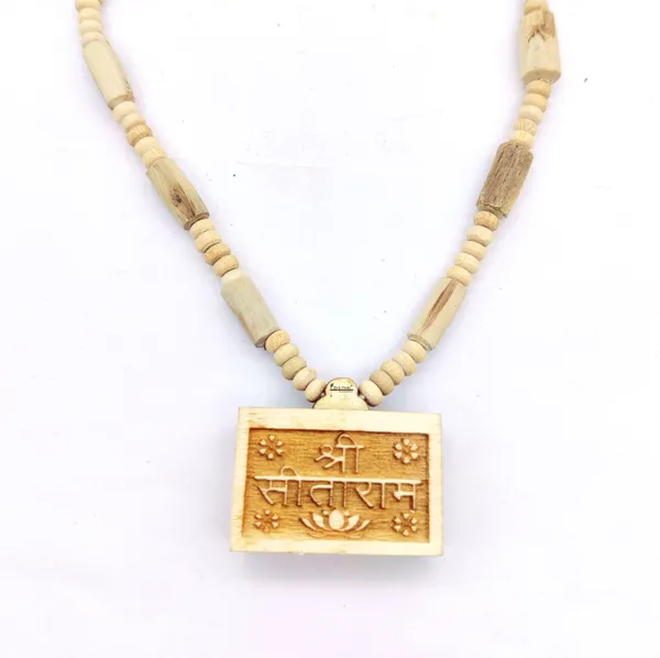 Wooden_Carving_Sita_ram_Handmade_Bhaktmal_Locket/pendant_with_Tulsi_Mala