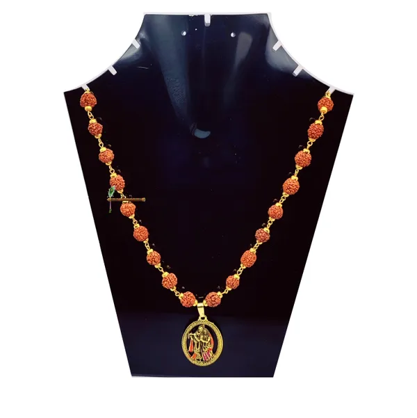 Radha_Krishna_Locket/Pendant_with_natural_Panch_Mukhi_Rudraksha_in_Golden_Cap_Mala