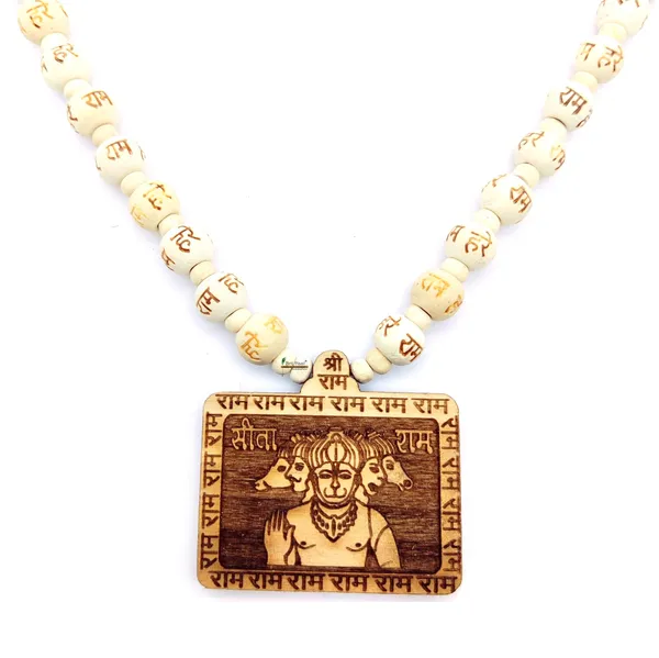 Wooden_Carving_Panchmukhi_Hanuman_ji_pendant_with_Hare_ram_krishna_Carving_beads_chain_(5F.H.Hre2)