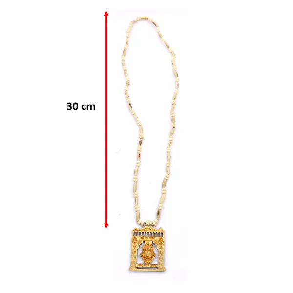 Wooden_Carving_Hare_ka_sahara_khatu_shyam_Handmade_Locket/pendant_with_Tulsi_Kanthi_Mala