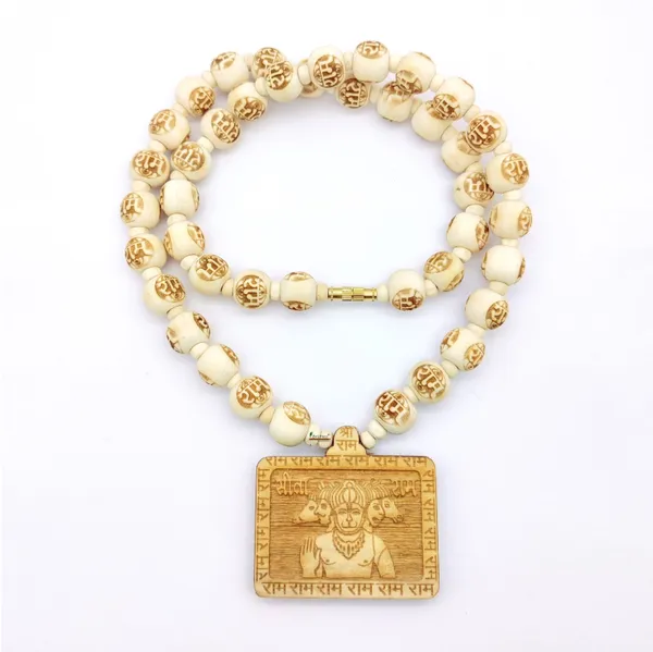 Wooden_Carving_Panchmukhi_Hanuman_ji_pendant_with_Ram_Carving_chain_(5F.H.Hre3)