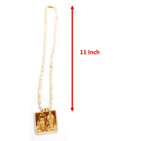 Wooden_Carving_Shiv_and_parvati_Handmade_Locket/pendant_with_wood_and_tulsi_Mala