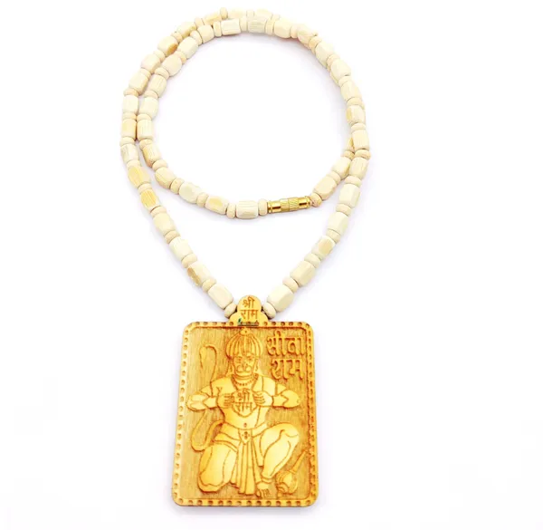Wooden_Carving_Hanuman_ji_Shree_bageshwar_Balaji_dham_Handmade_Locket/pendant_with_wood_and_tulsi_Mala