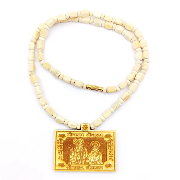 Wooden_Carving_Sita_ram_Handmade_Locket/pendant_with_Mala