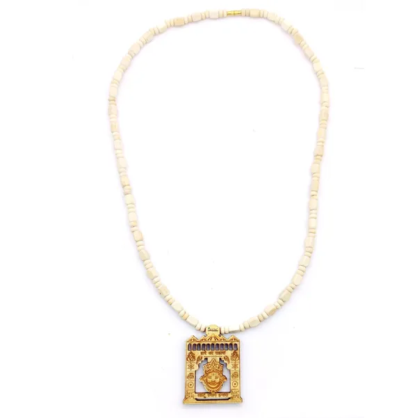 Wooden_Carving_Hare_ka_sahara_khatu_shyam_hamara_ji_Handmade_Locket/pendant_with_wood_and_tulsi_Mala