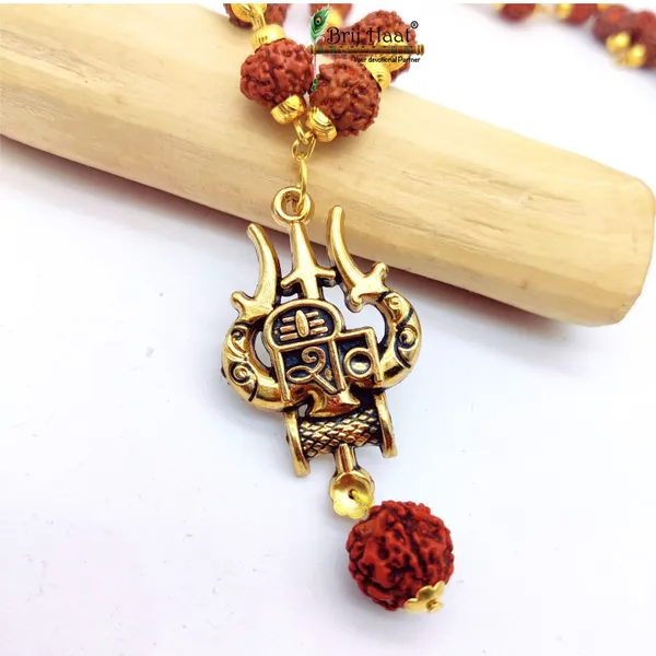 Lord_Shiv_trishul_Locket/Pendant_with_natural_Panch_Mukhi_Rudraksha_in_Golden_Cap_Mala