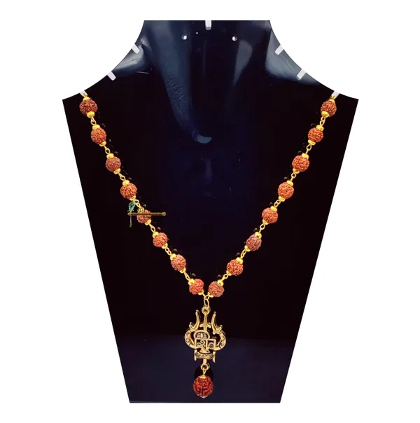 Lord_Shiv_trishul_Locket/Pendant_with_natural_Panch_Mukhi_Rudraksha_in_Golden_Cap_Mala