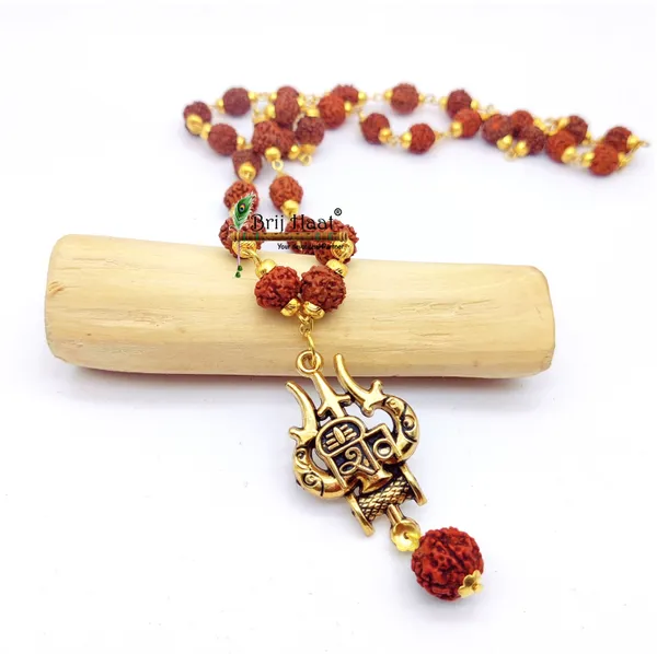 Lord_Shiv_trishul_Locket/Pendant_with_natural_Panch_Mukhi_Rudraksha_in_Golden_Cap_Mala