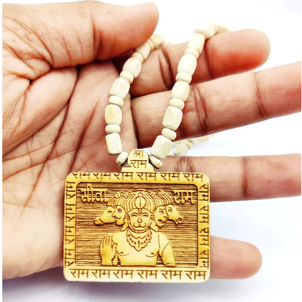 Wooden_Carving_Panch_mukhi_Hanuman_ji_Pendant_with_Mala_(5F.H.W1)