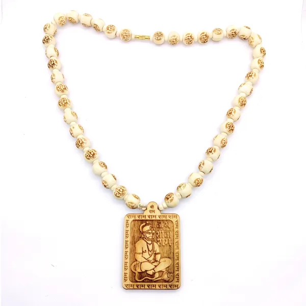 Wooden_Carving_Hanuman_ji_Shree_bageshwar_Balaji_dham_sita_ram_Handmade_Locket/pendant_with_ram_carving_and_tulsi_beads_Mala