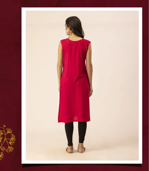 Magenta_Rayon_Women_Kurta,_Colourful_Embroidery_Work