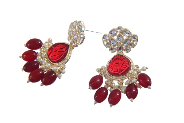 Kundan_Earrings,_Dangler_Earrings_for_Women_-01_Pair_-_Wine