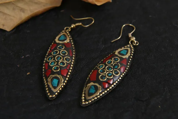 Tibetan_Trink_Earrings,_Nepalese_Earrings_for_Women_-01_Pair_-_Multi_Color,_Boat_Shape
