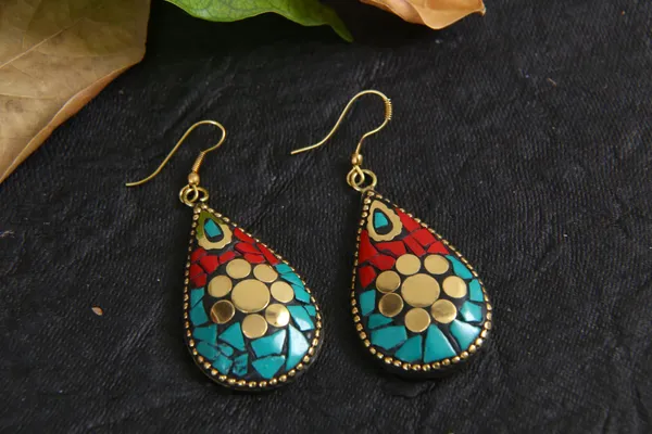 Tibetan_Trink_Earrings,_Nepalese_Earrings_for_Women_-01_Pair_-_Multi_Color