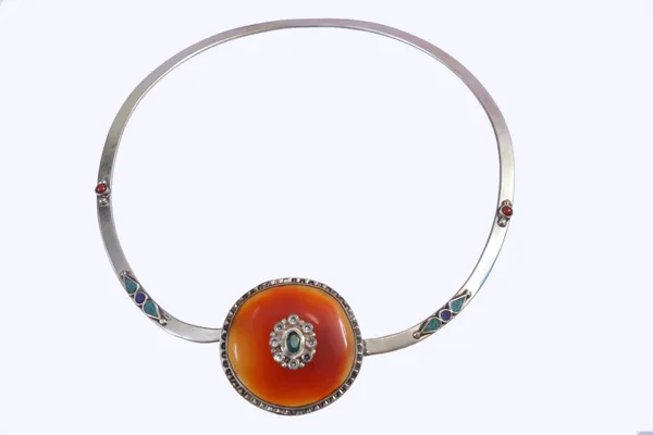 Silver_Plated,_Stone_Studed_Necklace_for_Women_-01_Piece_-_Copper