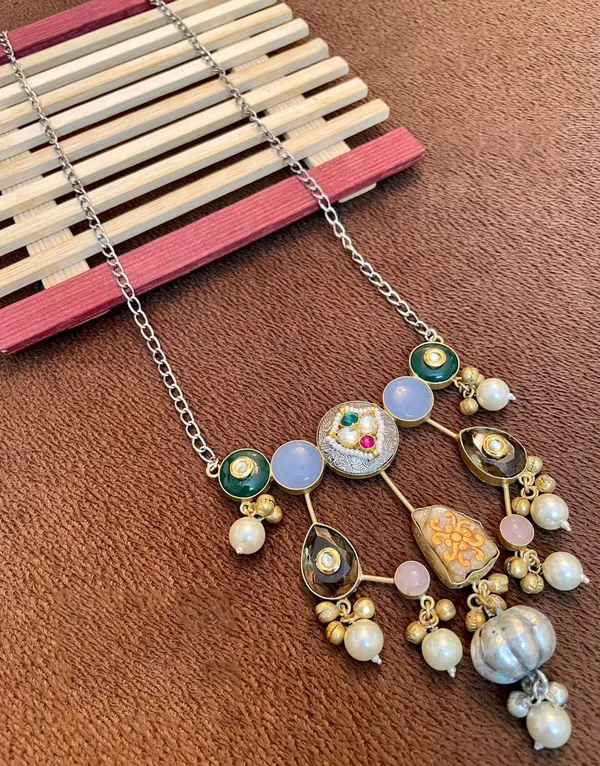 Handmade_Necklace_with_Semi_Precious_Stones_for_Women_-01_Set_-_Multi_Color