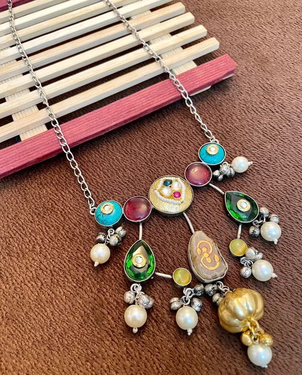 Handmade_Necklace_with_Semi_Precious_Stones_for_Women_-01_Set_-_Multi_Color