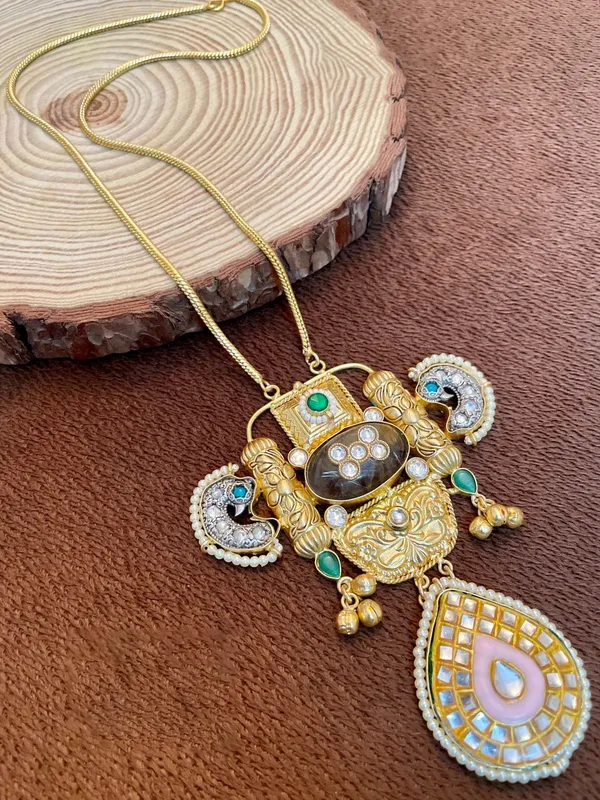 Handmade_Pendant_with_Semi_Precious_Stones_for_Women_-01_Piece_-_Multi_Color