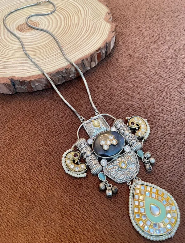 Handmade_Pendant_with_Semi_Precious_Stones_for_Women_-01_Piece_-_Multi_Color