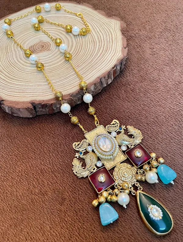 Handmade_Pendant_with_Semi_Precious_Stones_for_Women_-01_Piece_-_Multi_Color