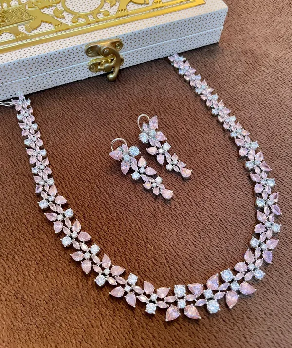 Necklace_with_Earrings_studded_with_Semi_Precious_Stones_for_Women_-01_Piece_-_Nude_Pink