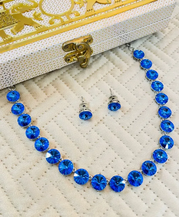 Silver_Plated_Rhinestone_Necklace_with_Earrings_-01_Set_-_Blue_Sapphire
