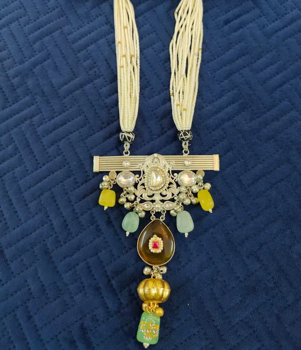 Necklace_studded_with_Semi_Precious_Stones_for_Women_-01_Piece_-_Yellow_Sapphire