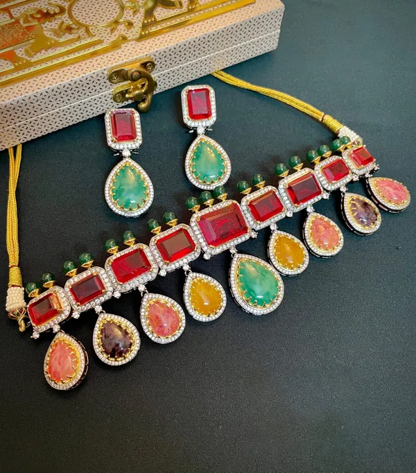 Doublet_Necklace_with_Earrings_studded_with_Semi_Precious_Stones_for_Women_-01_Set_-_Multi_Color