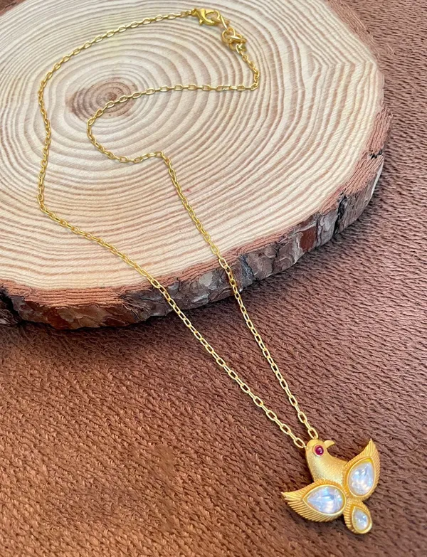 Gold_Plated_Pendant_with_Semi_Precious_Stone_-01_Pair_-_Golden