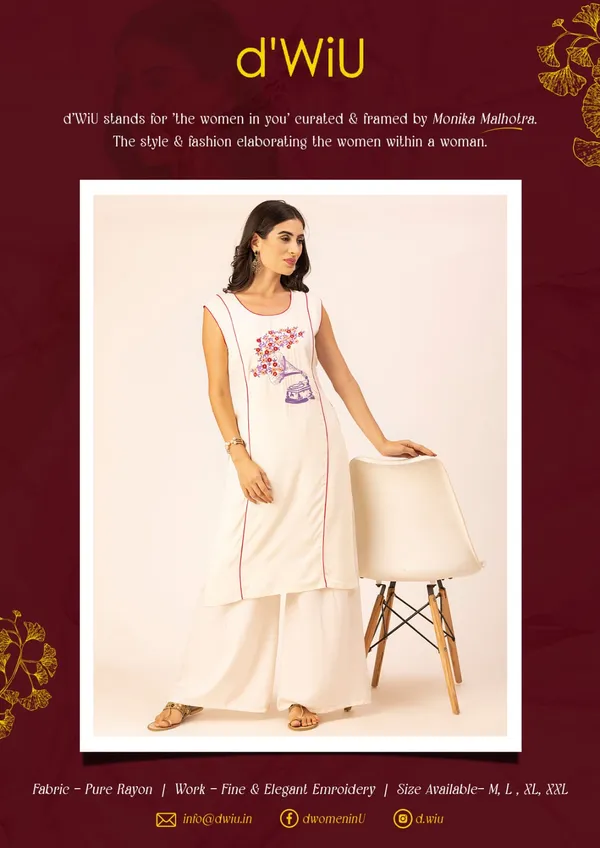 Off_White_Rayon_Women_Kurta,_Stylish_Embroidery_Work