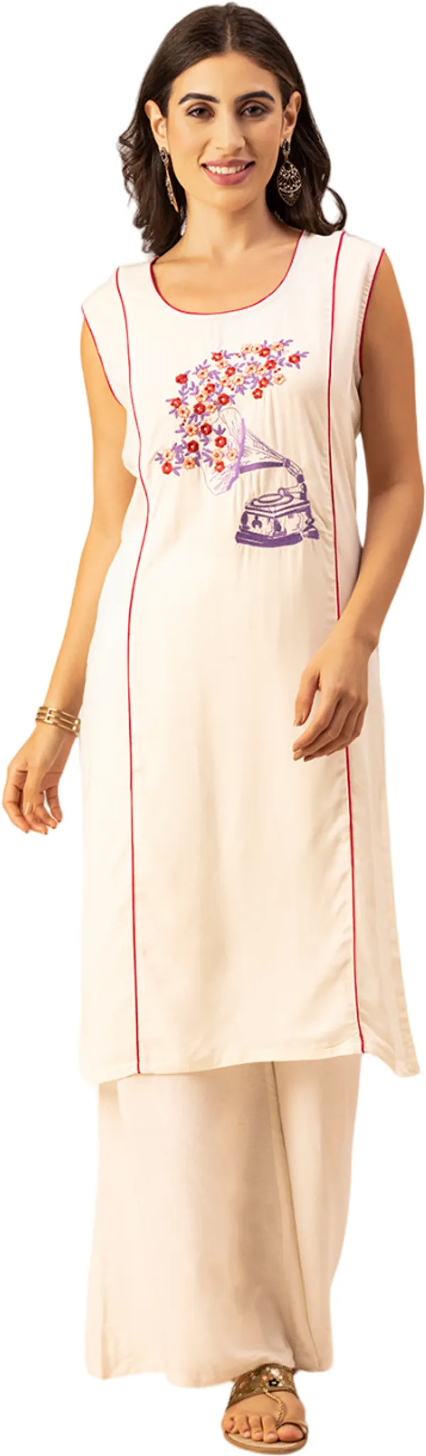 Off_White_Rayon_Women_Kurta,_Stylish_Embroidery_Work