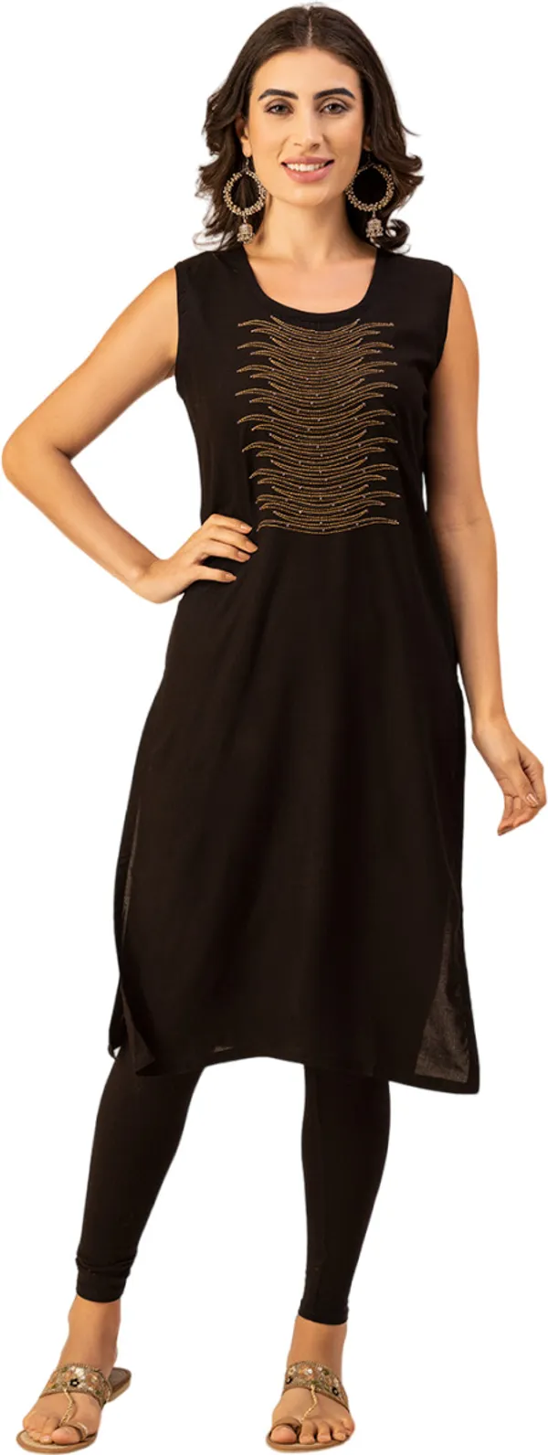Black_Rayon_Women_Kurta,_Stylish_Embroidery_&_Pearl_Hand_work