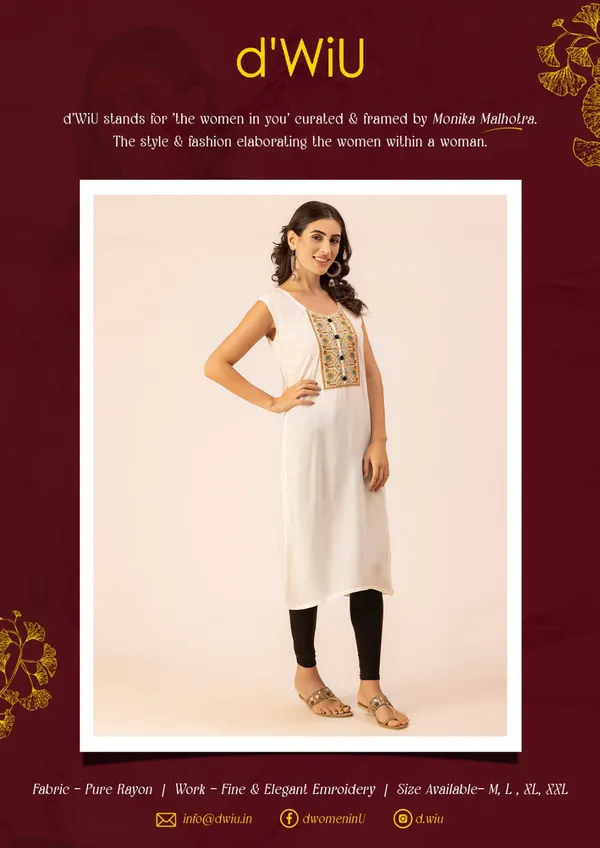 Off_White_Rayon_Women_Kurta,_Colourful_Embroidery_Work