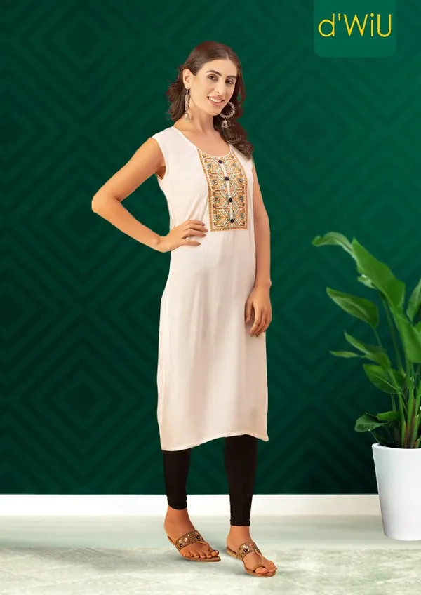 Off_White_Rayon_Women_Kurta,_Colourful_Embroidery_Work