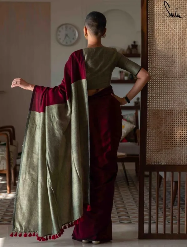 Khadi_Dual_Tone_Saree_(Red)