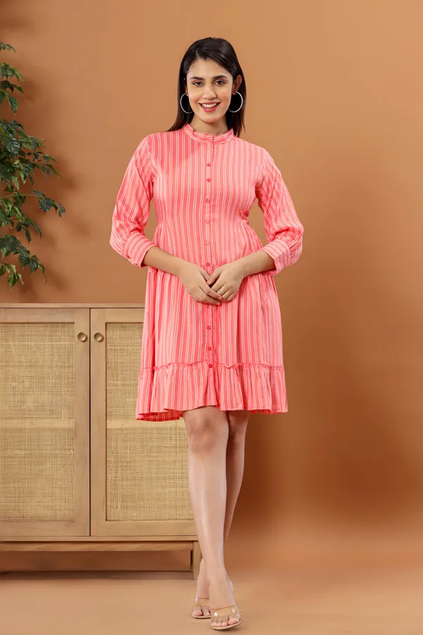 Reyon_Printed_Western_Pink_Dress
