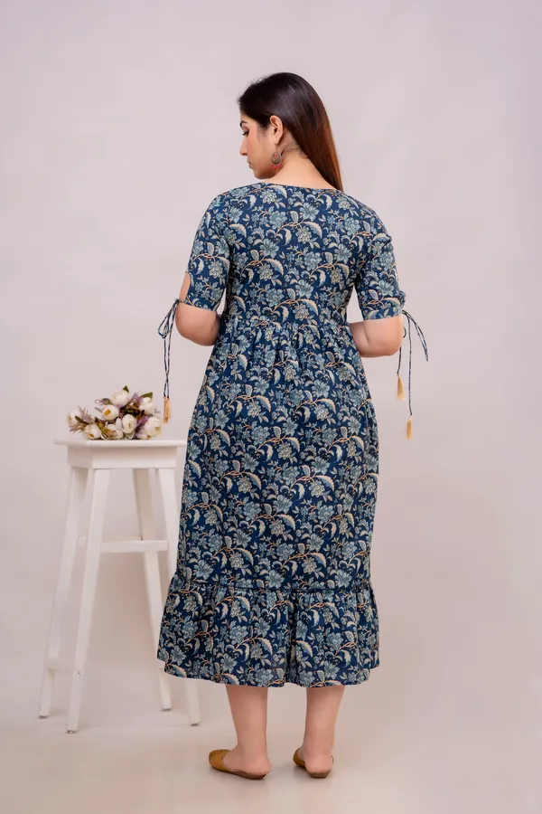 Trendy_Cotton_Flower_Printed_Teal_Blue_Dress