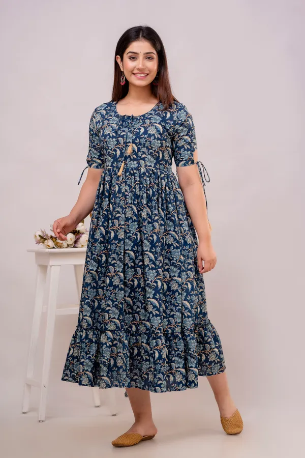 Trendy_Cotton_Flower_Printed_Teal_Blue_Dress